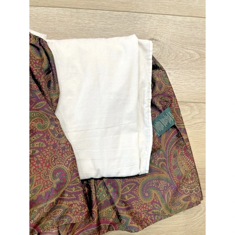 Vtg Ralph Lauren New Bohemian Purple Paisley Bed Skirt KING Dust Ruffle